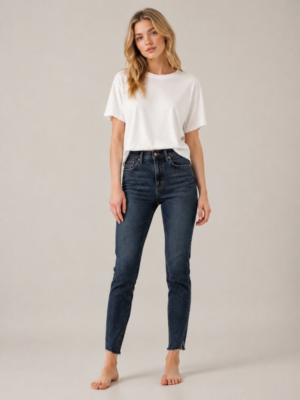 2/$30 Topshop High Rise Jeans Frayed Raw Hem Jamie W26 #9319